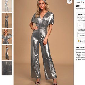 Never Dull Your Shine Silver Metallic Wide-Leg Jumpsuit - Lulu's